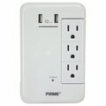 Prime 6-Outlet Wall Tap with 1,200-Joule Surge Protection and Dual USB Charger PBRUSB346S